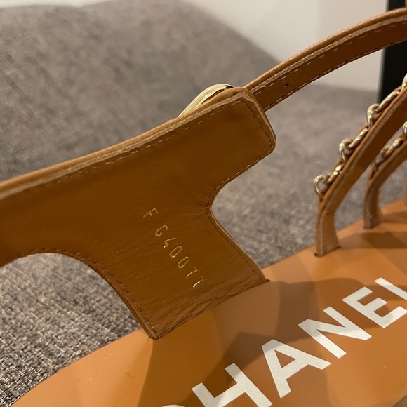 Chanel Light Brown Gladiator Sandals with Gold Chains - Picture 10 of 11